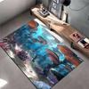 Underwater Diver Exploring Coral Forest Rug Non-slip Rug Suitable for Living Room and Bedroom Sofas