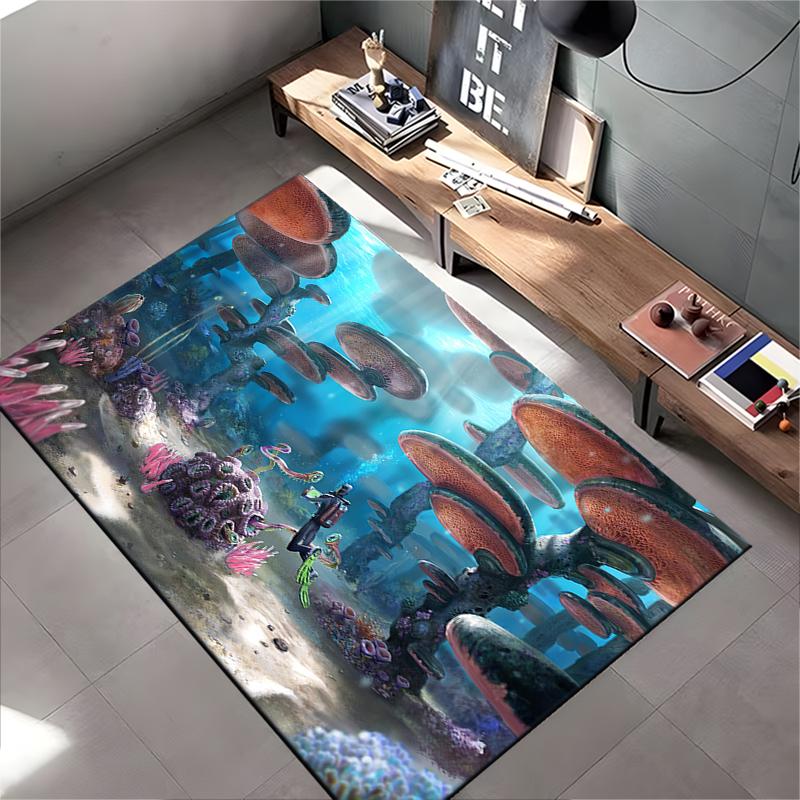 Underwater Diver Exploring Coral Forest Rug Non-slip rug suitable for living room and bedroom sofas