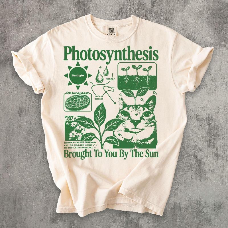 Photosynthesis Cat T-shirt, Fun Science Cat T-shirt, Men's T-shirt, Summer Unisex Streetwear