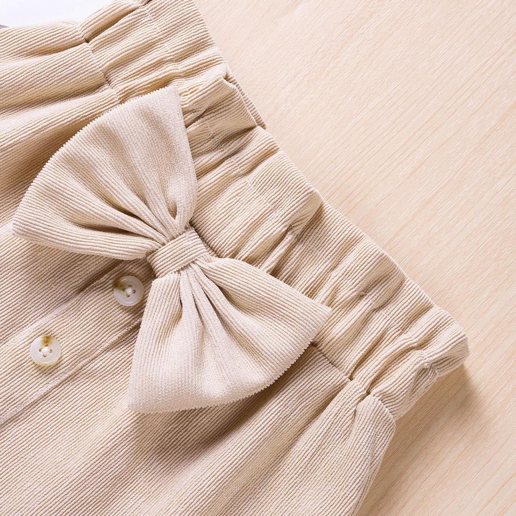 Детская мода Повседневная юбка Однотонная с бантом Однобортная Короткая юбка