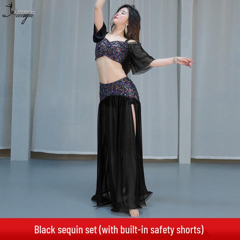 2025 Лето Сексуальный Расшитый Блестками Высококлассный Комплект для Танца Живота – Костюм для Практики и Выступлений