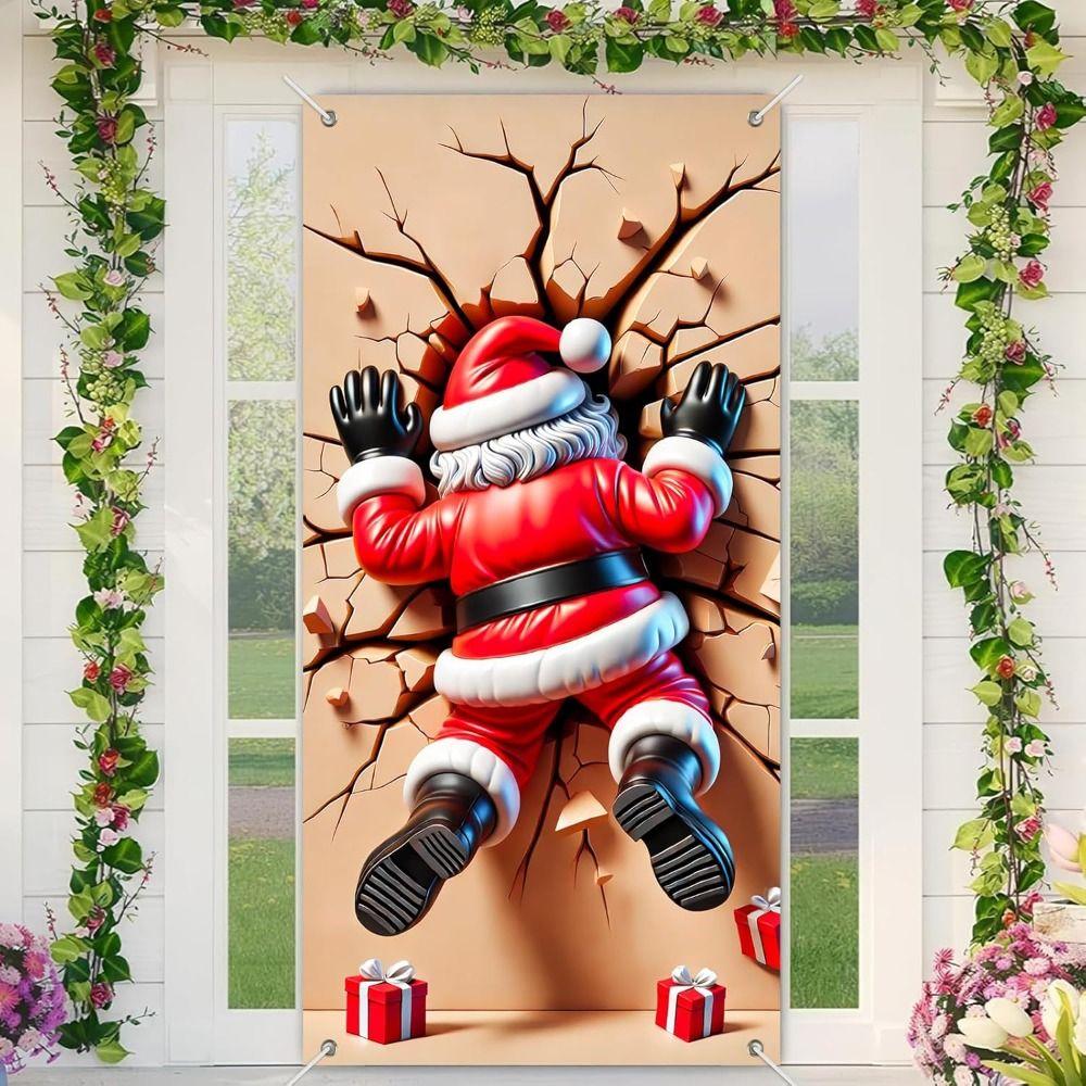 Door Hanging Christmas Door Banner Background Holiday Props Door Curtain Atmosphere Arrangement Old Man Snowman Door Banner