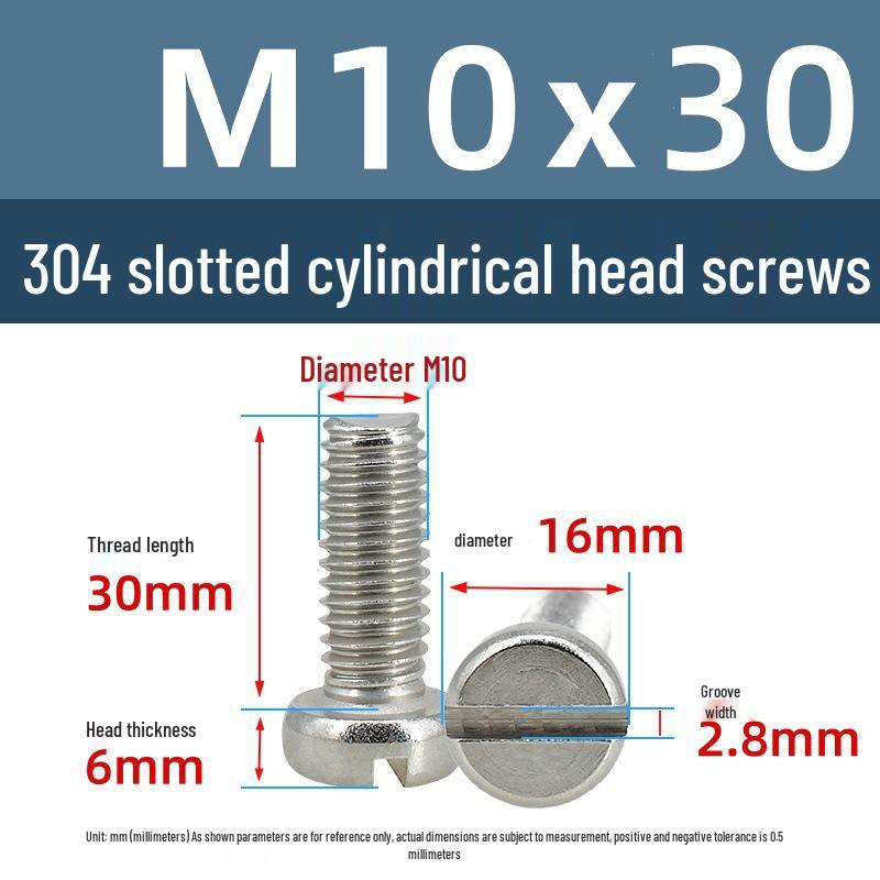 Yigu 304 Stainless Steel Slotted Pan Head Screws M1.6-M10