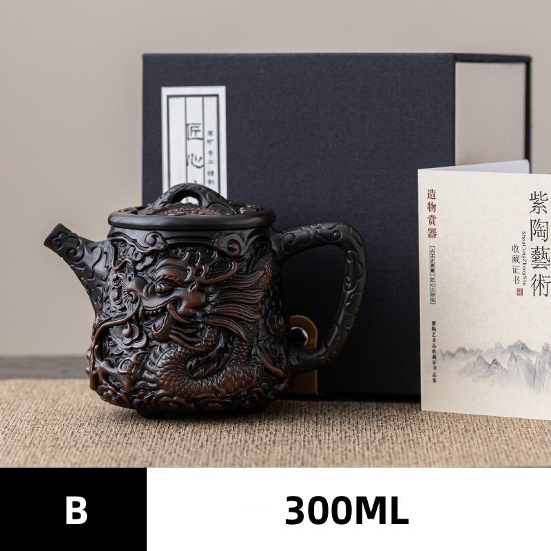 Фиолетовый керамический старинный чайник, керамический резной чайник кунг-фу, одинарный чайник, устройство для заваривания чая пуэр, чайные наборы, китайский чайник