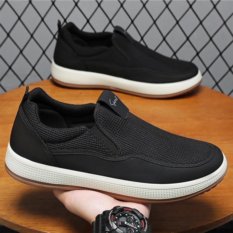 Модная мужская парусиновая обувь, дышащая сетчатая обувь, удобные повседневные кроссовки для мужчин, нескользящая вулканизированная обувь, классические слипоны-лоферы