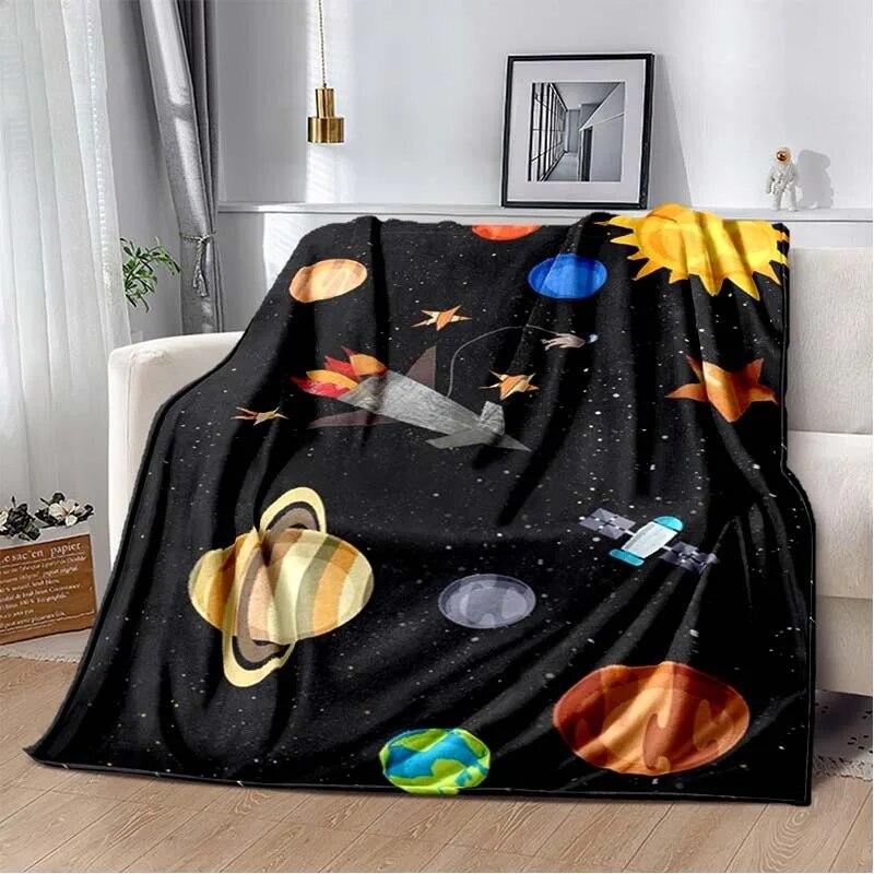 Фланелевое одеяло с 3D принтом космических животных, универсальное праздничное подарочное одеяло, теплые и мягкие одеяла на все сезоны