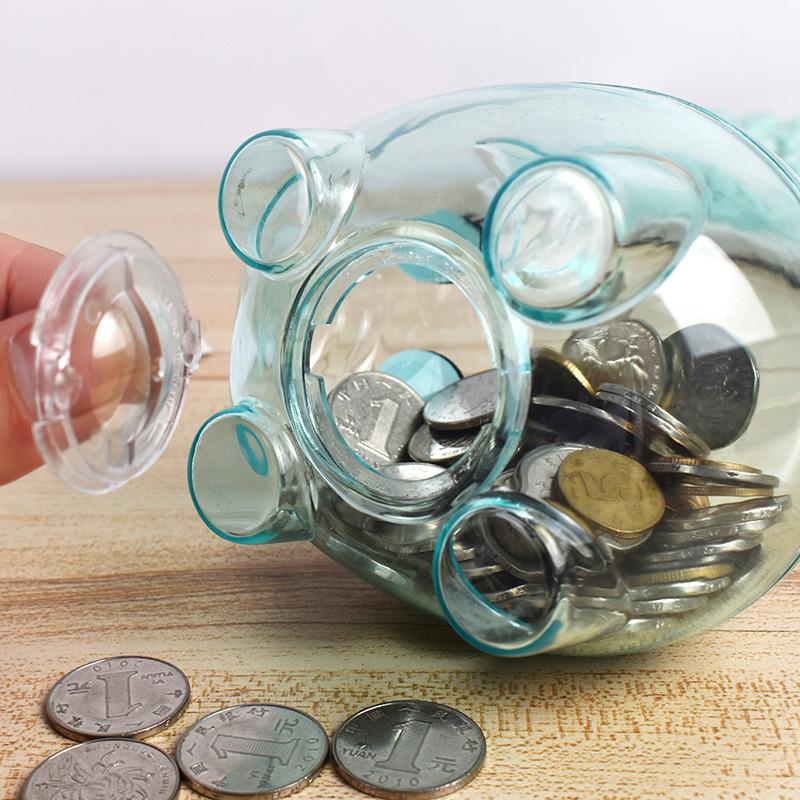Прозрачная игрушка-свинка для подарка детям монеты копилка реквизит прозрачная пластиковая копилка для монет деньги наличные коллекционная коробка для сбережений