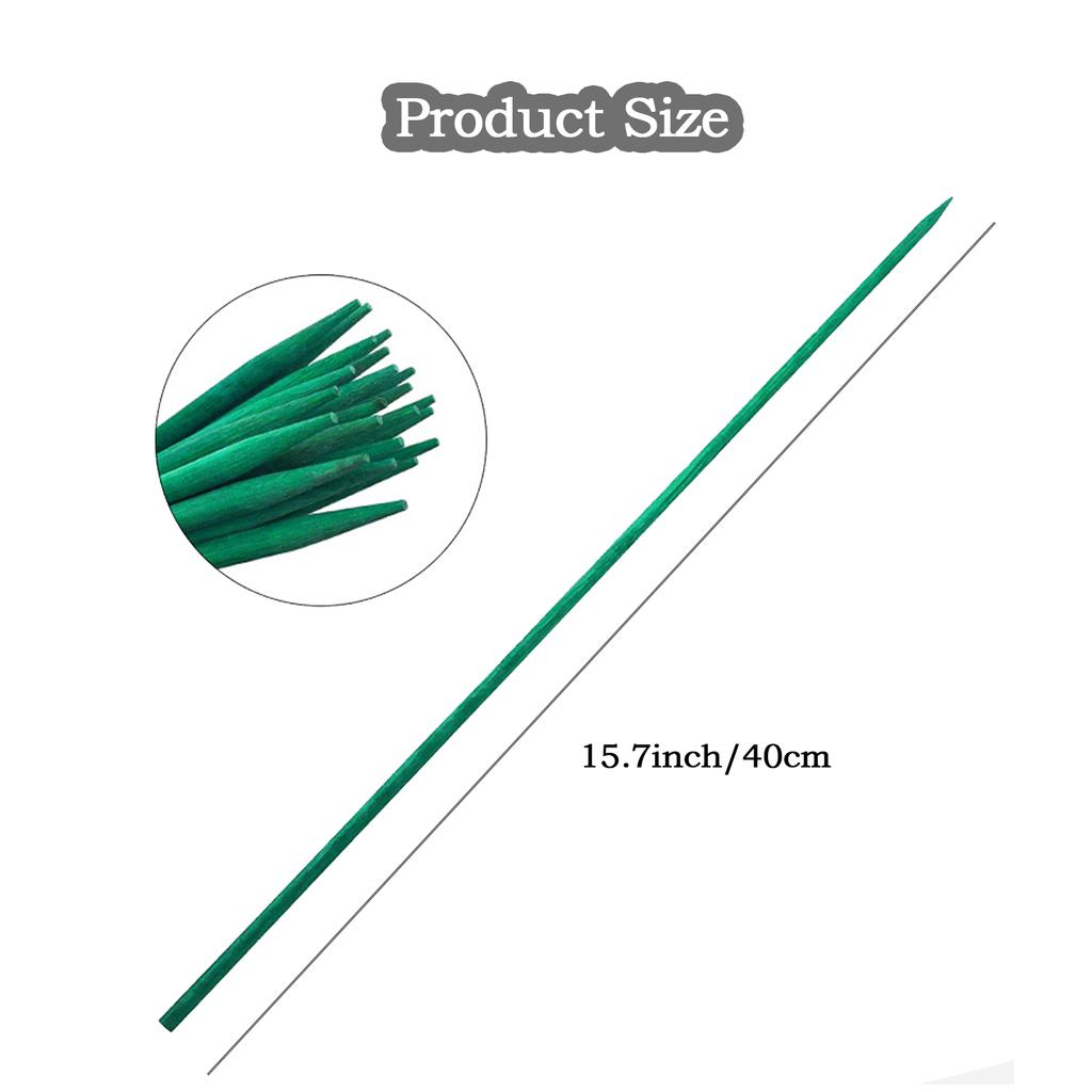 20 шт. колышки из зеленого дерева, зеленые бамбуковые палочки, опорные колья для цветочных растений