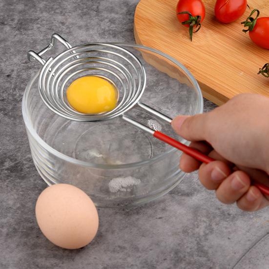Сепаратор для яиц с длинной ручкой из нержавеющей стали для выпечки, фильтр для просеивания яичного белка и желтка, кухонный инструмент для разделения яиц