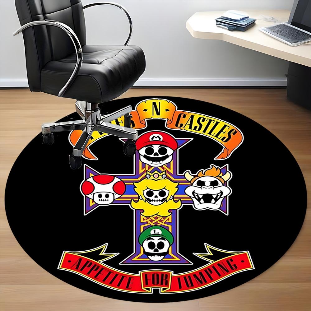 1pc Mario Pipes Castles Office Round Area Rug, Under Office Chairs Bedroom Living Room Home Decor a1022316