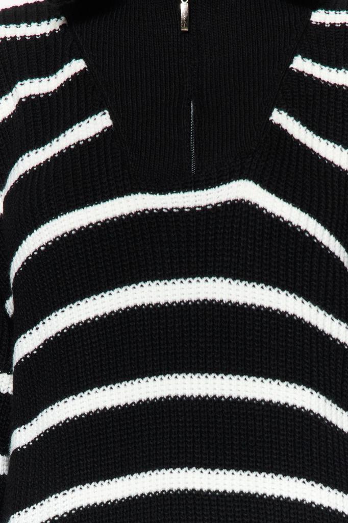 Женский модный стильный хиджаб-свитер, черный, в полоску, с воротником, на молнии, вязаный свитер
