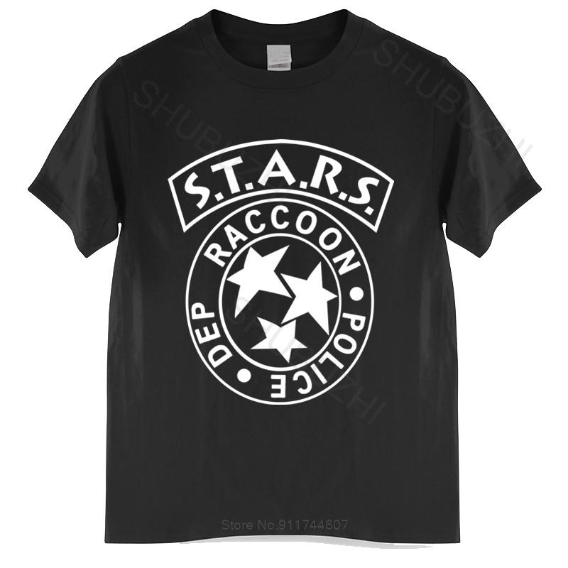 Хлопковая футболка мужская с круглым вырезом S.T.A.R.S.. Классическая хлопковая летняя футболка с зомби из Resident Evil, больших размеров