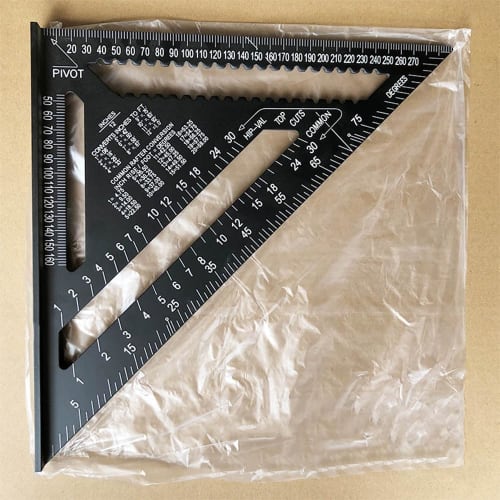 Mikankawa Triangle Ruler for Woodworking, 30x30cm, Aluminum Alloy Circular Saw Ruler with Double-Sided Graduations, Marking Tool, Aluminum Alloy Protr