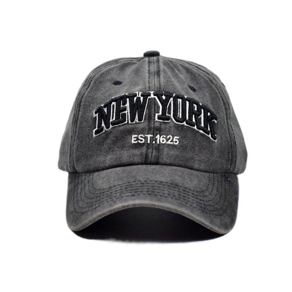 Cotton Sport Duck Tongue Cap Washable Letter Embroidery Sun Hats New York Baseball Cap  Summer
