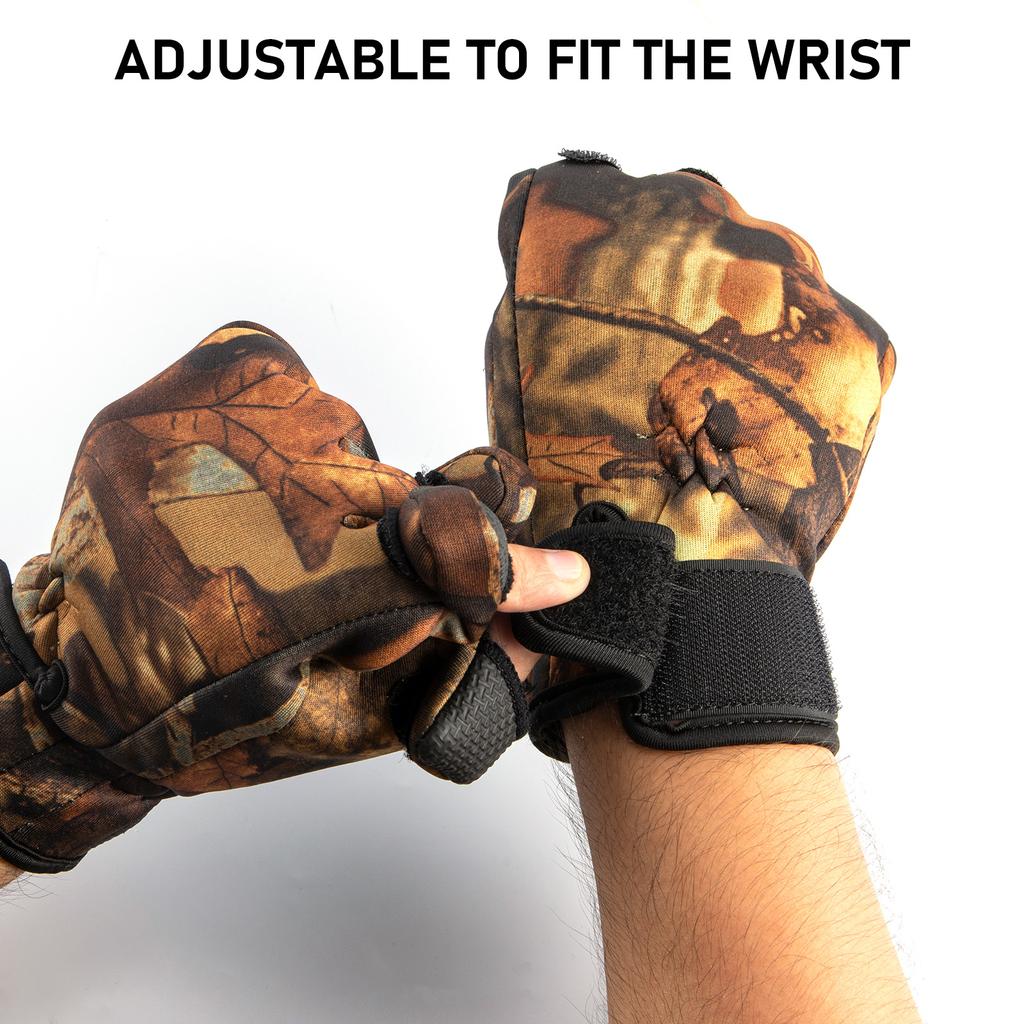 Перчатки для рыбалки зимние мужские водонепроницаемые для соленой воды с 3 пальцами камуфляжные противоскользящие дышащие теплые перчатки для рыбалки и велоспорта