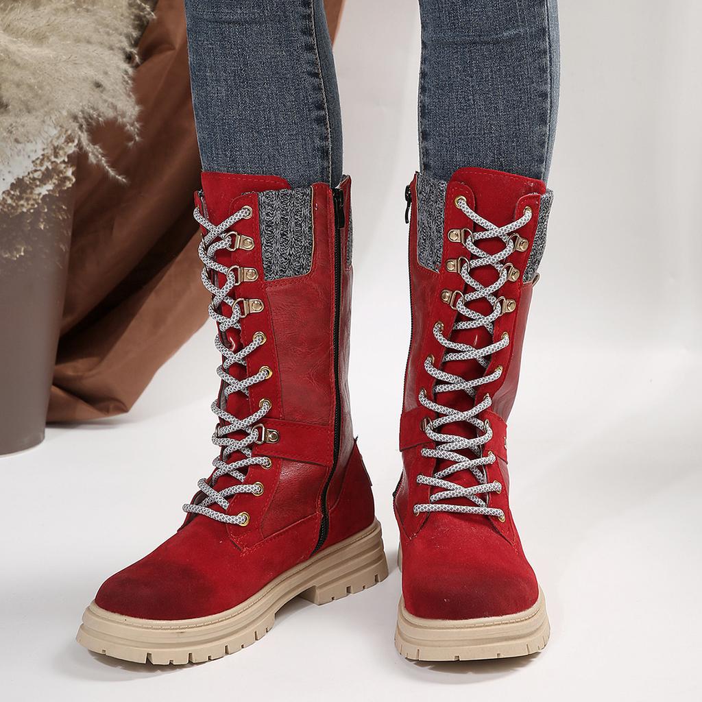 European and American Design Sense Mid Length Boots 2024 Autumn and Winter Side Zipper Color Matching Minimalist Women's Shoes