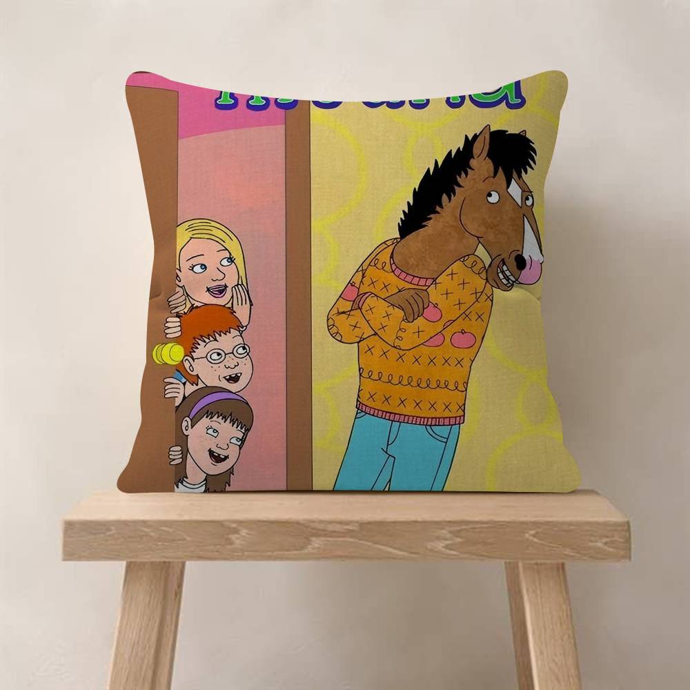Funny Anime BBoJack HHorsemans Pillow Covers Cartoon Sofa Decorative Home Doublesided Printing Short Plush Cute Cushion