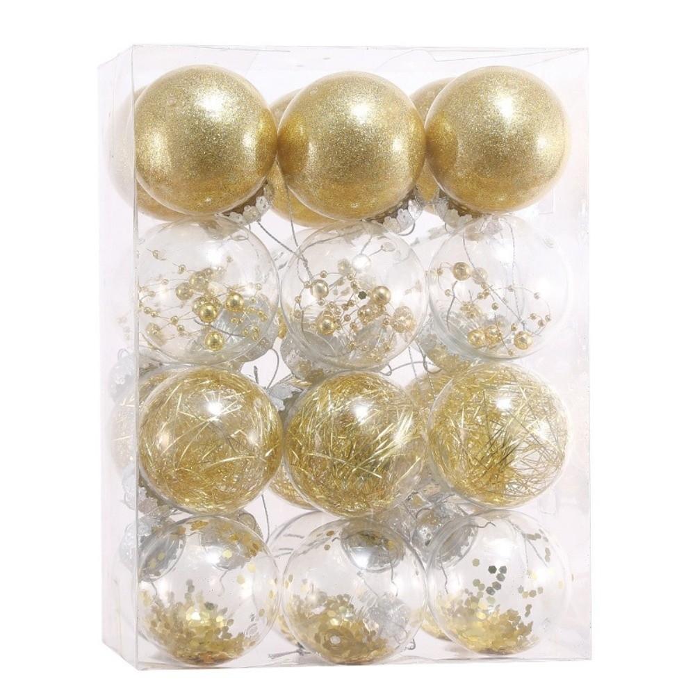 24Pcs 6cm Christmas Ball Ornaments Plastic Tree Decoration Pendant Party Decoration