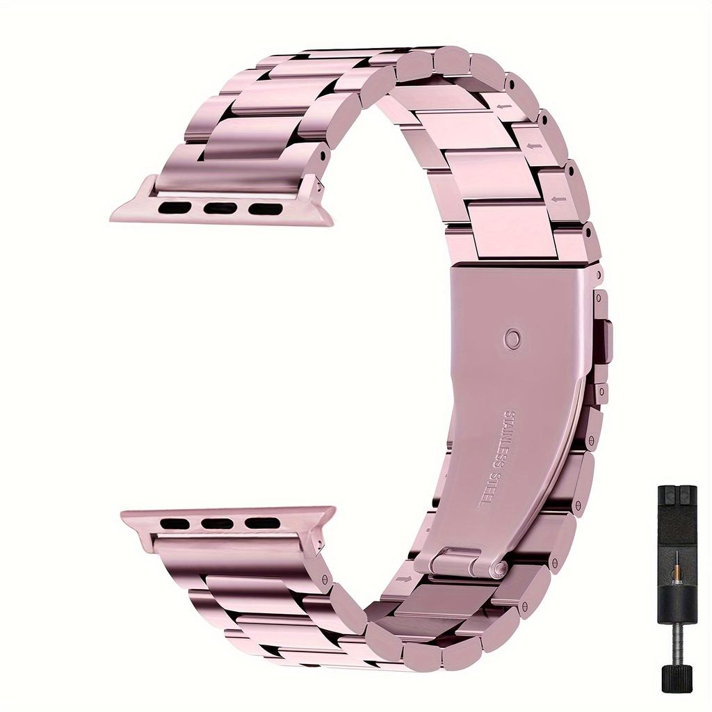 Ремешок для Apple Watch из нержавеющей стали с надежной застежкой Tang и корпусом | Подходит для часов Series 1-Ultra размером 38–45 мм