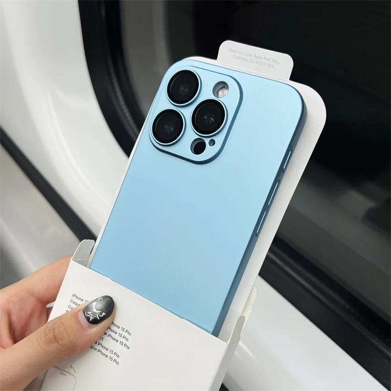 Цветной Ультратонкий Матовый TPU Чехол для For Iphone 16 1 14 Plus 13 12 17 Pro Max Защита Камеры из Стекла Ударопрочный Тонкий Чехол