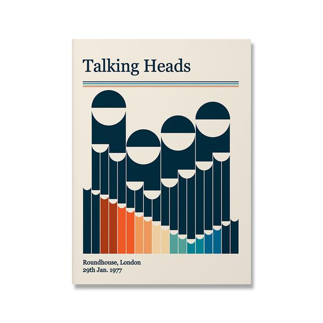 Винтажный постер панк-группы, абстрактное минималистское искусство, эстамп, говорящая голова, портрет, холст, живопись, геометрическая музыка