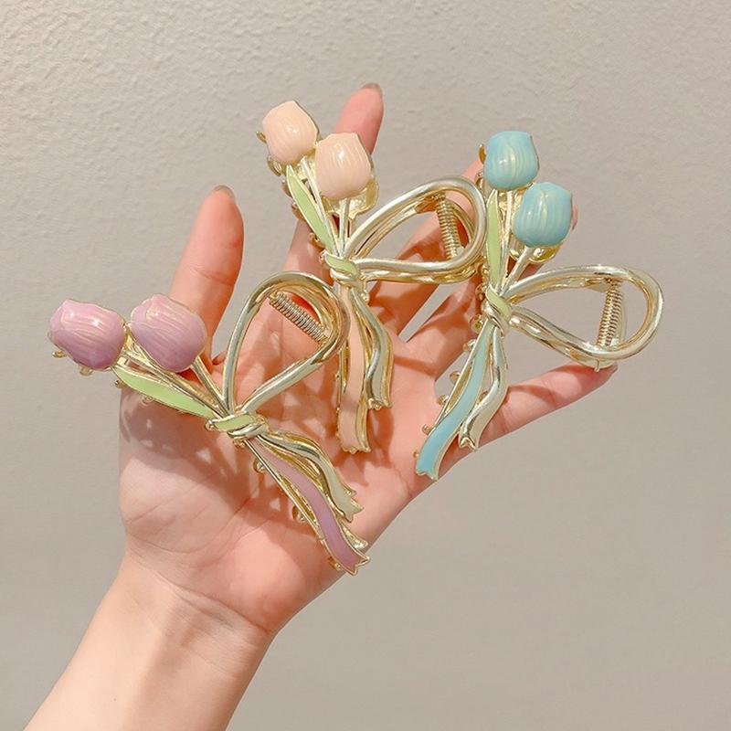 Заколка для волос в виде цветка тюльпана Зажим для захвата головы для женщин Фиксированный хвост