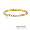 Luxury Shiny Cubic Zircon Stainless Steel Bracelet for Women, Waterproof Tennis Chain Openable Bangle, Fashion Elegant Jewelry
