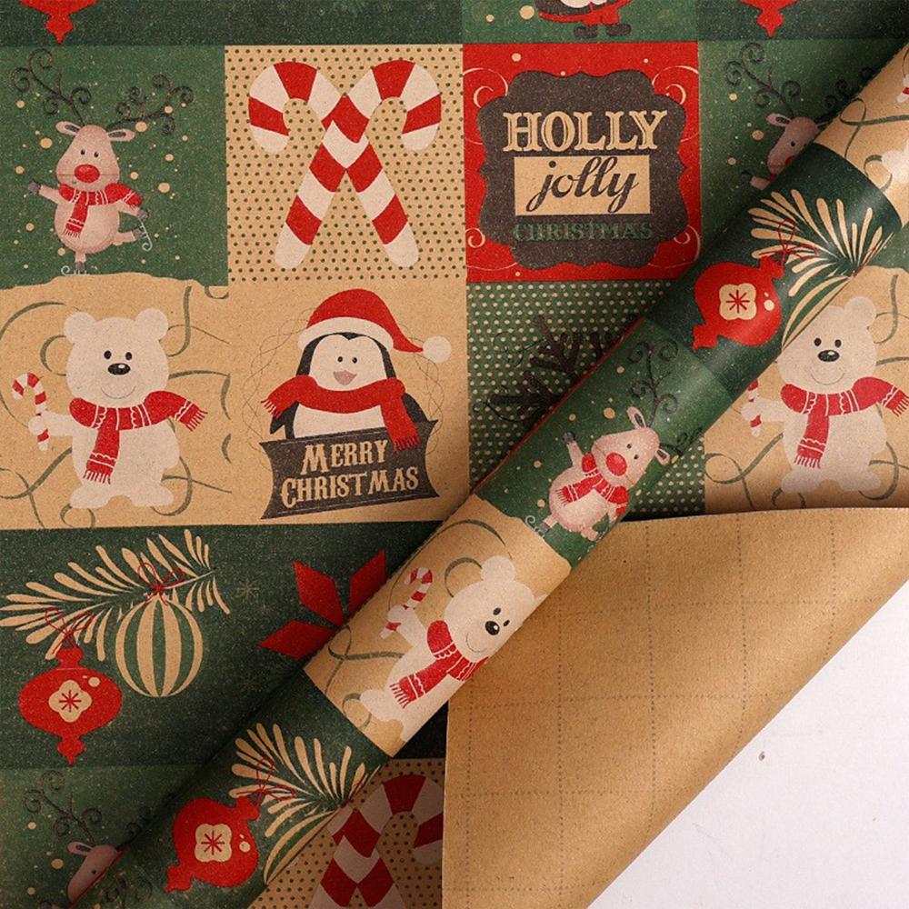 1roll Gift Wrapping Paper ChristmasTree Santa ClausWrapping Paper Birthday Gift Wrapping Paper Christmas Wrapping Paper Handmade