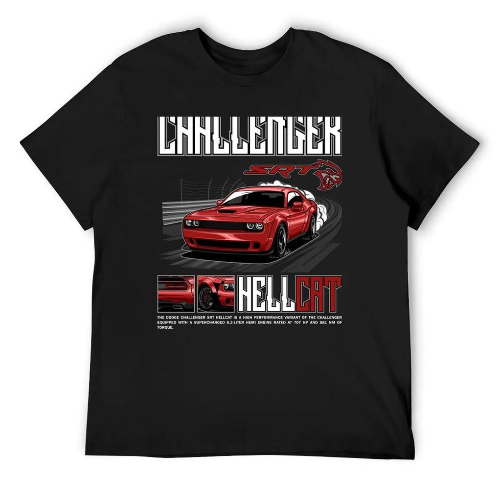 Challenger SRT Hellcat T-Shirt Oversizeds Customs Design Your Own Korean Fashion Boys Whites Mens Graphic T-shirts Hip Hop