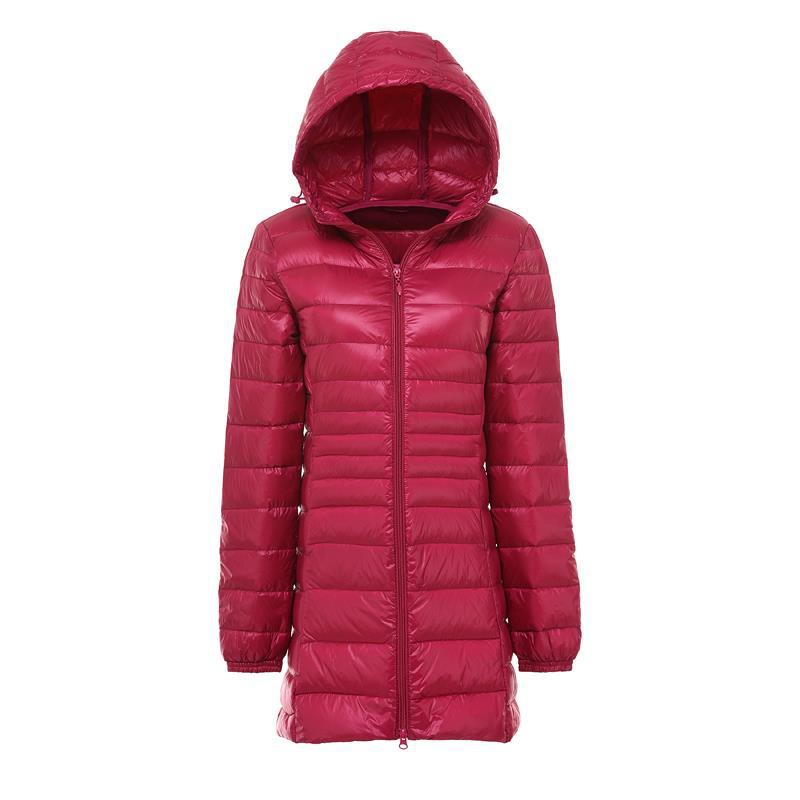 FASHION  Light Down Jacket Women's Medium  Long Fattened Plus Size Removable Cap Lightweight Ultra-thin Jacket Tide Clothes