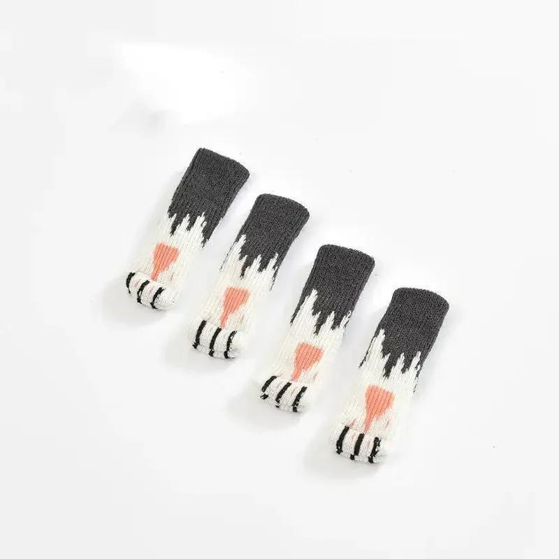 4 шт. милые носки для мебели с кошачьими лапками, вязаные чехлы для ножек стульев, напольные протекторы, нескользящие накладки на стол, подходят для квадратных и круглых ножек