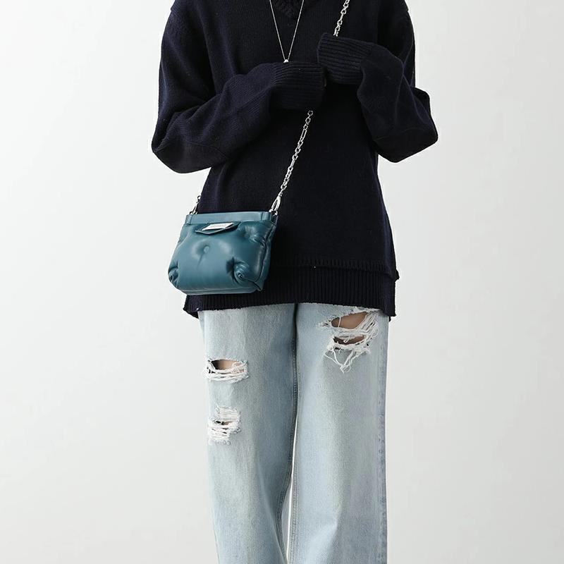 Maison Margiela Glam Slam Digital Patch Decorated Chain Shoulder Strap Lambskin Clutch Crossbody Bag Women Bags Blue-Green S56WF0161P4300T6103