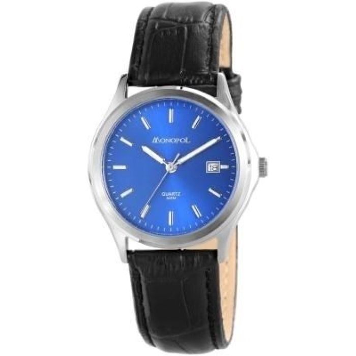 Montre - MONOPOL - Monopol - 38 mm - Cadran bleu - Bracelet cuir 20 mm