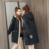 2026 Зимний женский пуховый хлопковый удлиненный пальто-куртка с капюшоном, толстая теплая куртка, ветрозащитная, повседневная, студенческая куртка