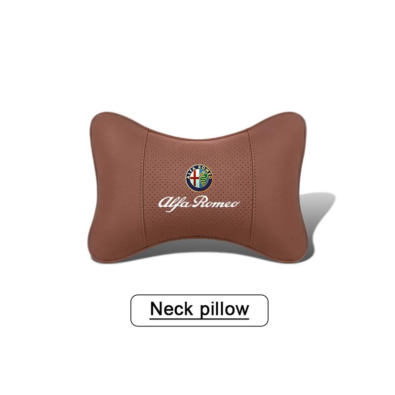 Car Neck Pillow Auto Emblem Headrest For Alfa Romeo Giulietta Mito 159 Giulia Stelvio 156 147 Tonale Brera Disco Volante Spider mno522