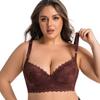Кружевное нижнее белье большого размера с тонкой чашкой для женщин, с боковой регулировкой груди и бюстгальтером на косточках