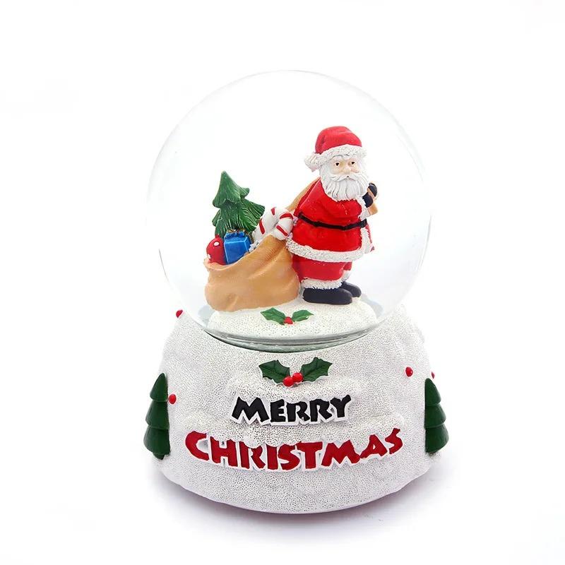 Cute Christmas Snow Globe Desktop Decor Creative Luminescence Snowman Statue Glass Crystal Ball Boys Girls Christmas Gift