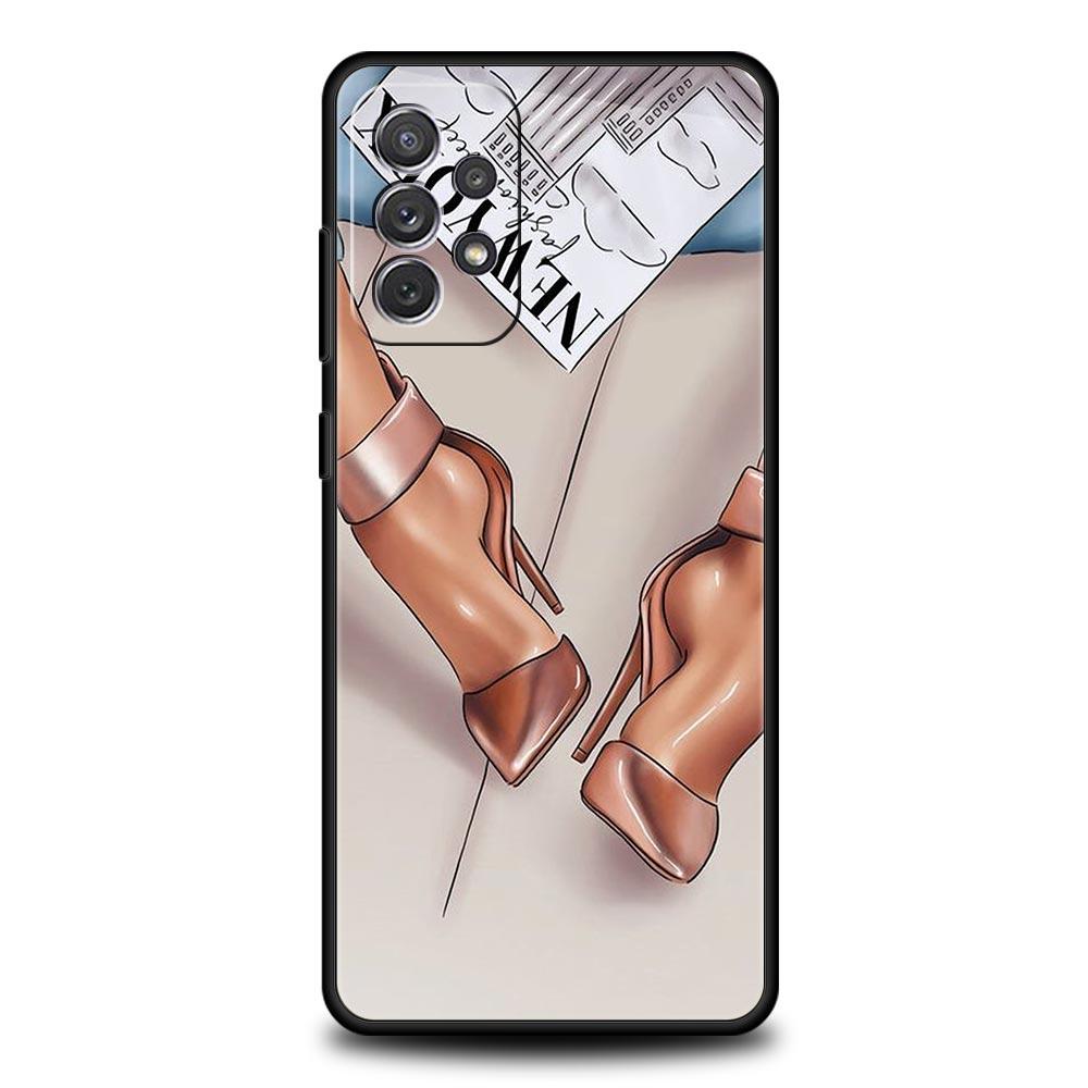 Чехол для телефона с высоким каблуком для девушки, женщины, для Samsung Galaxy A17 A07 A55 A35 A25 A15 A05 A33 A31 A23 A21s A13 A41 A73 A53 A51 A715G