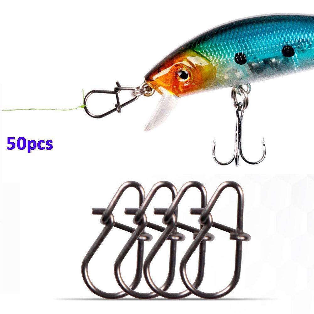 Fish Hook Swivel Solid Rings Stainless Steel Fast Clip Lock Safety Snaps Lure Connector Pins