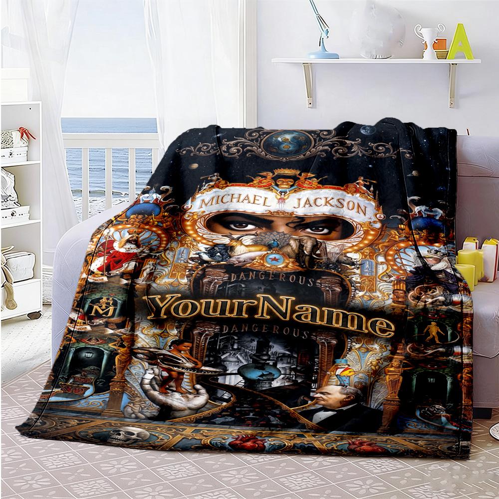 Michael Jackson 121 Personalized Text Blanket Throw Personalized Blanket Ultra-Soft Perfect for Bed Couch Office Chair Office