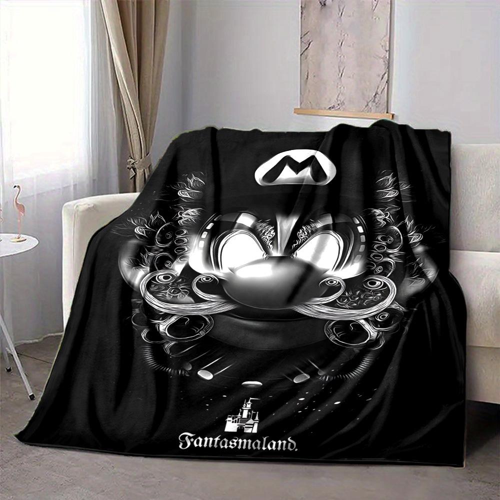 1pc Fantasmaland. Mario Flannel Throw Blanket HD Printed Lightweight Soft Warm All Season Blanket for Sofa, Bed, Travel, Camping Machine Washable