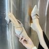 Полушлепанцы баотоу на низком каблуке женские 2025 весна и лето новая мода стразы острый носок универсальный толстый каблук носить сандалии-мюли