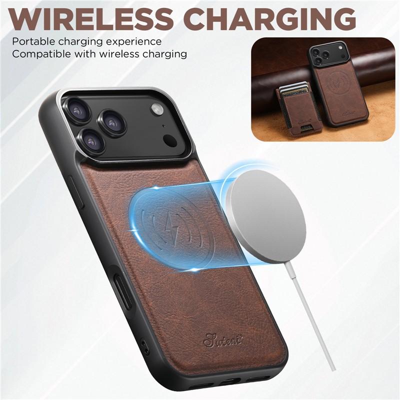 2 IN 1 N52 Magnetic Attraction Wallet Case For iPhone 17 12 13 14 Plus 15 16 Pro Max 16e 17e Air For Magsafe Retro Leather Cover