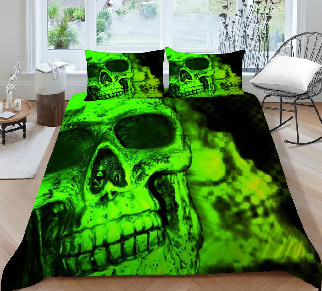Bedding Set 3D Skull Print Home Bed Cover Homes Bedclothes Pillowcase Breathable Warm Comforter Duvet Covers