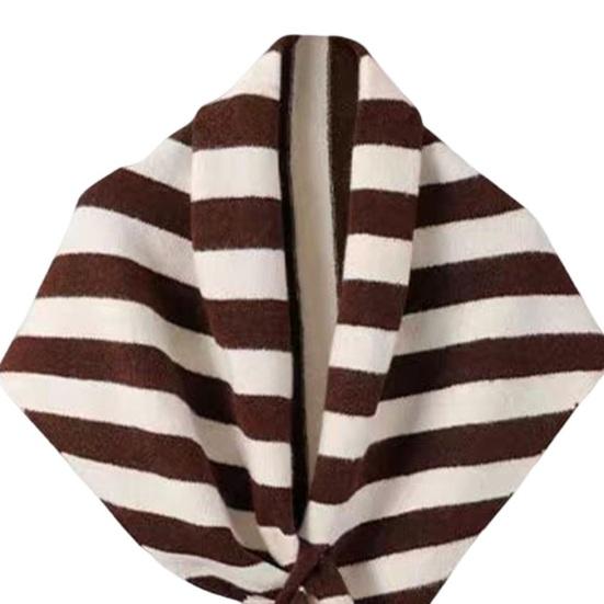 Women Knitted Shawl Wrap Striped Print Cardigan Cape Wool Cashmere Scarf Comfortable Ladies Accessory