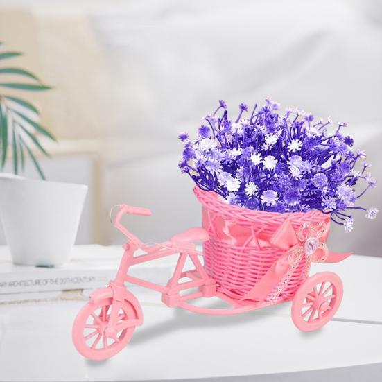 Bicycle Artificial Woven Flower Basket Tricycle Planter Large Capacity Multi-Function Decorative Nostalgic Plant Rack Flower Stand