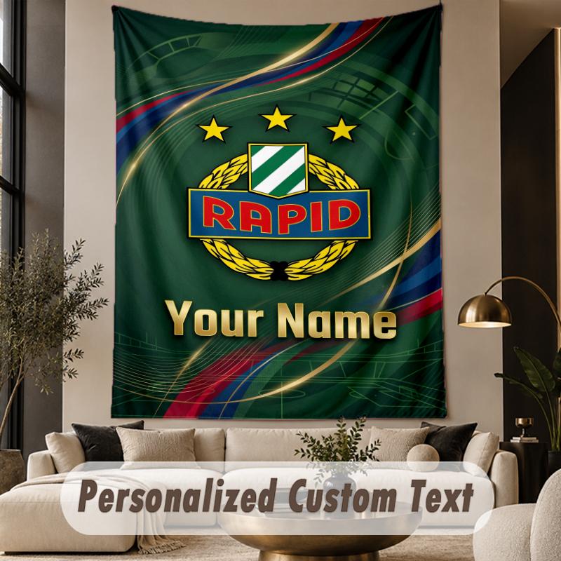 Custom Text Tapestry Rapid Wien FC Print Wall Tapestry Indoor Living Room Wall Decor