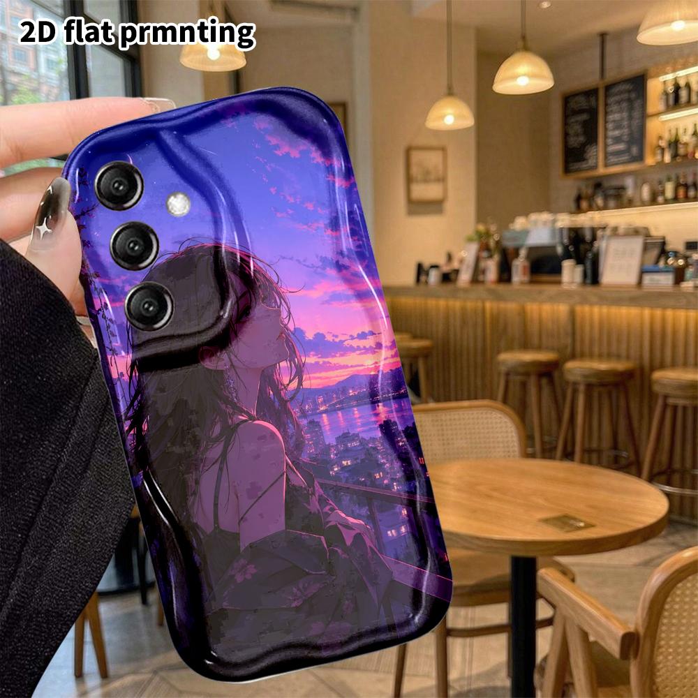 Phone case: 2D flat, suitable for Samsung Galaxy A34 A35 M05 M06 S20 S22 S21 FE Plus 5G protective cases, purple twilight night view anime, perfect Ch