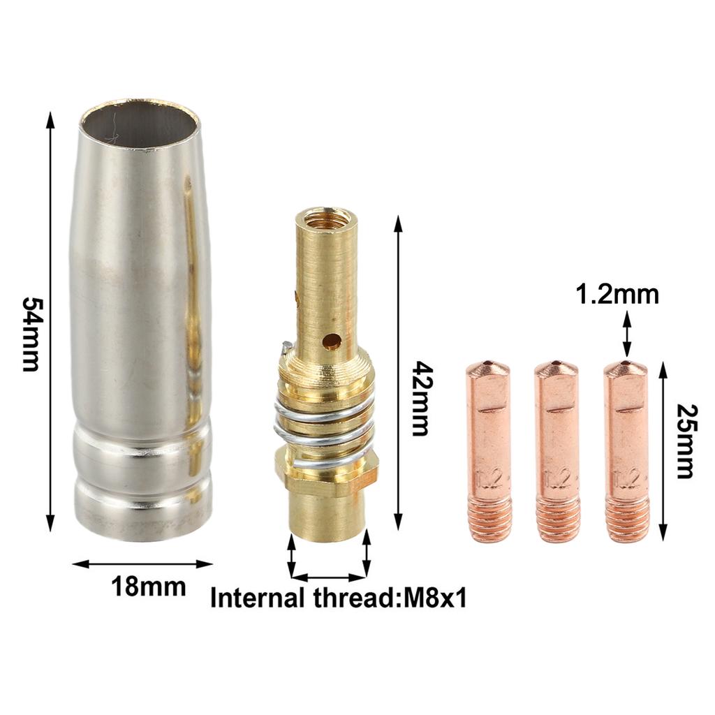 1 Set Welding Nozzle MIG Contact Tip Consumables MIG Welding MB15 15AK Contact Tip 0.6/0.8/0.9/1.0/1.2mm