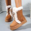 New Winter Thick-soled Lace-up Snow Boots Luxury Women's Fur Ankle Boots Plush Thick Warm Super Boots Australia Botas Mujer 696